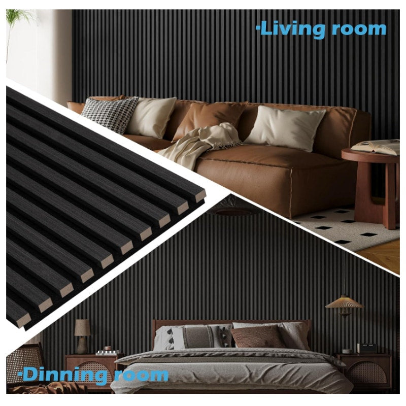 Art3d 3D Fluted Soundproof Wood Textured Slat Wall Panel, 4-Pack, Blackwood 108 x 12 Inch