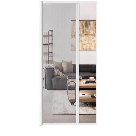 Retractable Door Screen for Single Door, Free Stop Sliding Patio Doors - Durable White Aluminium Fra