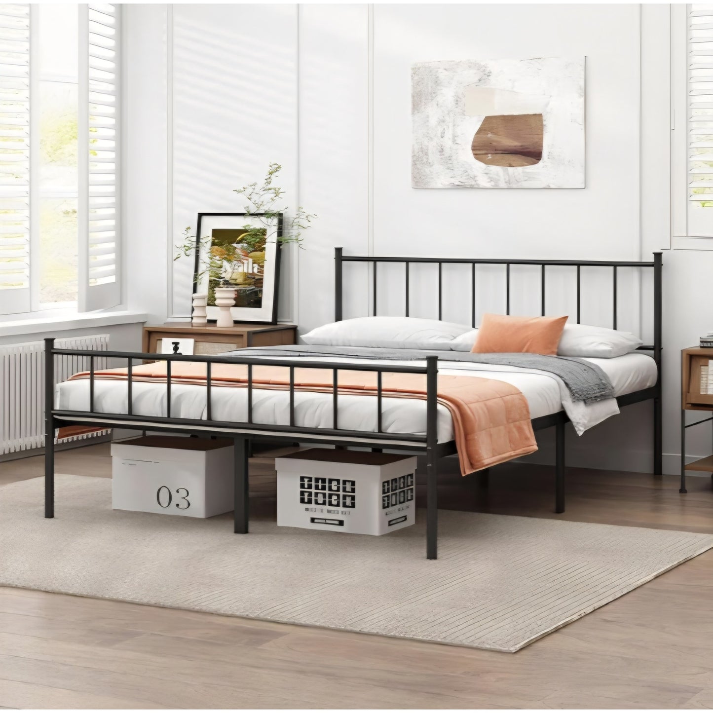 Queen Bed Frame-Classic Metal Platform Bed Frame,Mattress Foundation with Steel Slat