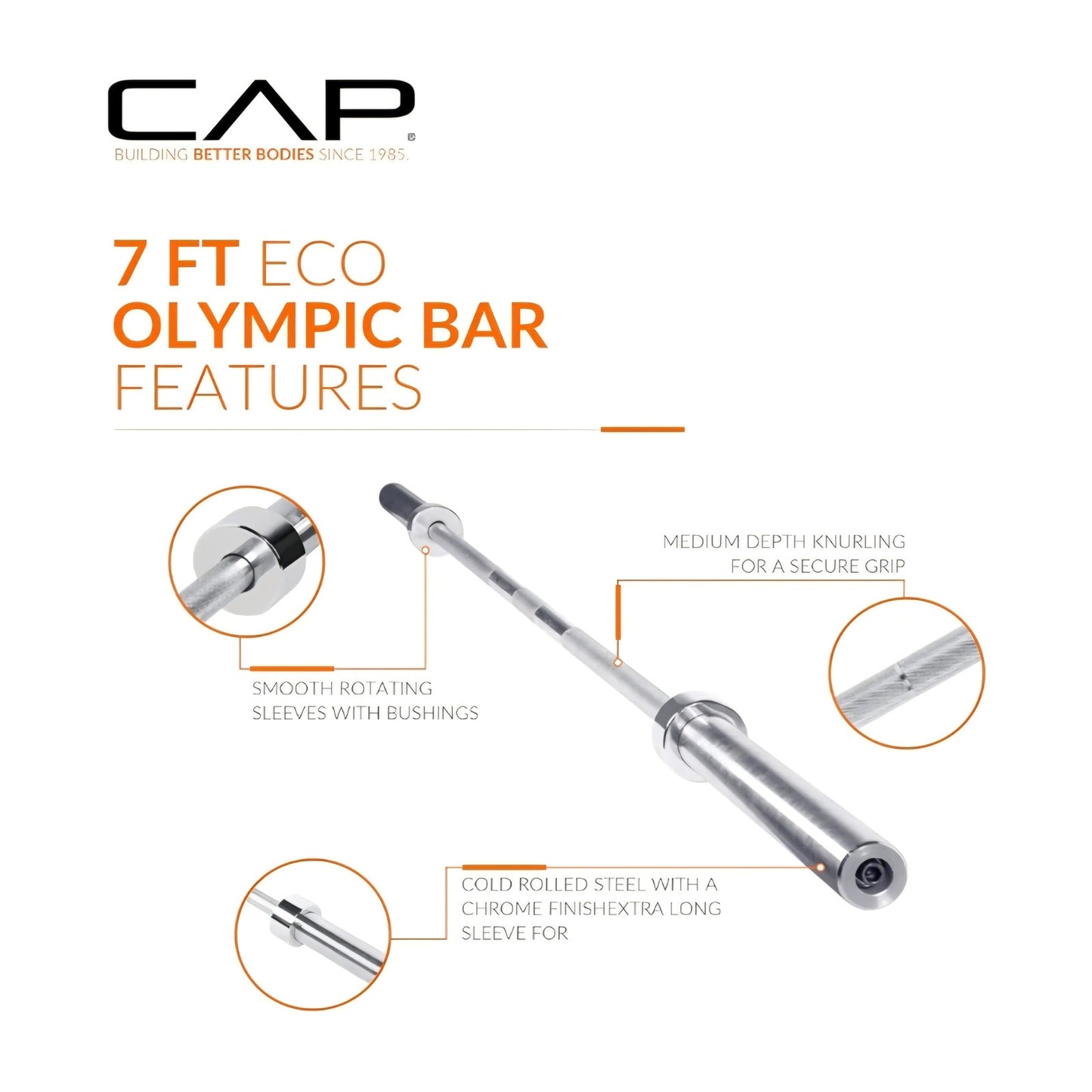 CAP Barbell 2-Inch Olympic 7 ft Barbell Bars | Multiple Options