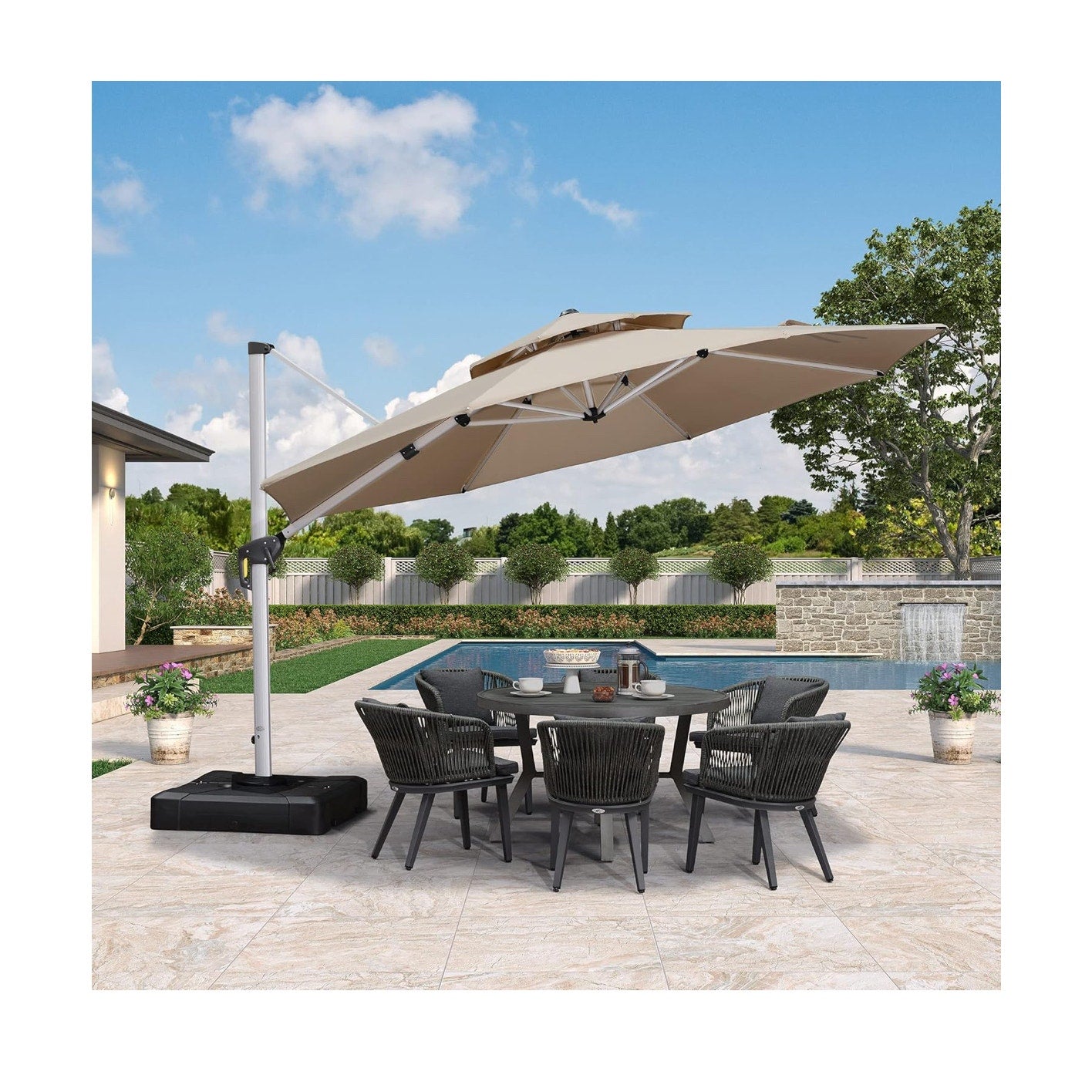PURPLE LEAF Double Top Deluxe Round Patio Umbrella Offset Hanging Umbrella Outdoor Market Umbrella Garden !!!base sold separately!!!