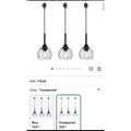 3 Pack H-Type Track Pendant Lighting Fixtures Black Hanging Pendant Lights Kitchen Island with Clear