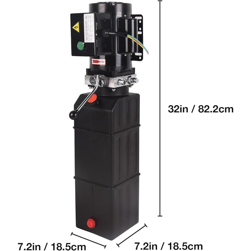 Doppy Hydraulic Pump 16 Quart, 4 Gallon, Power Unit 220V 2HP 3450 RPM Single Phase Electric.