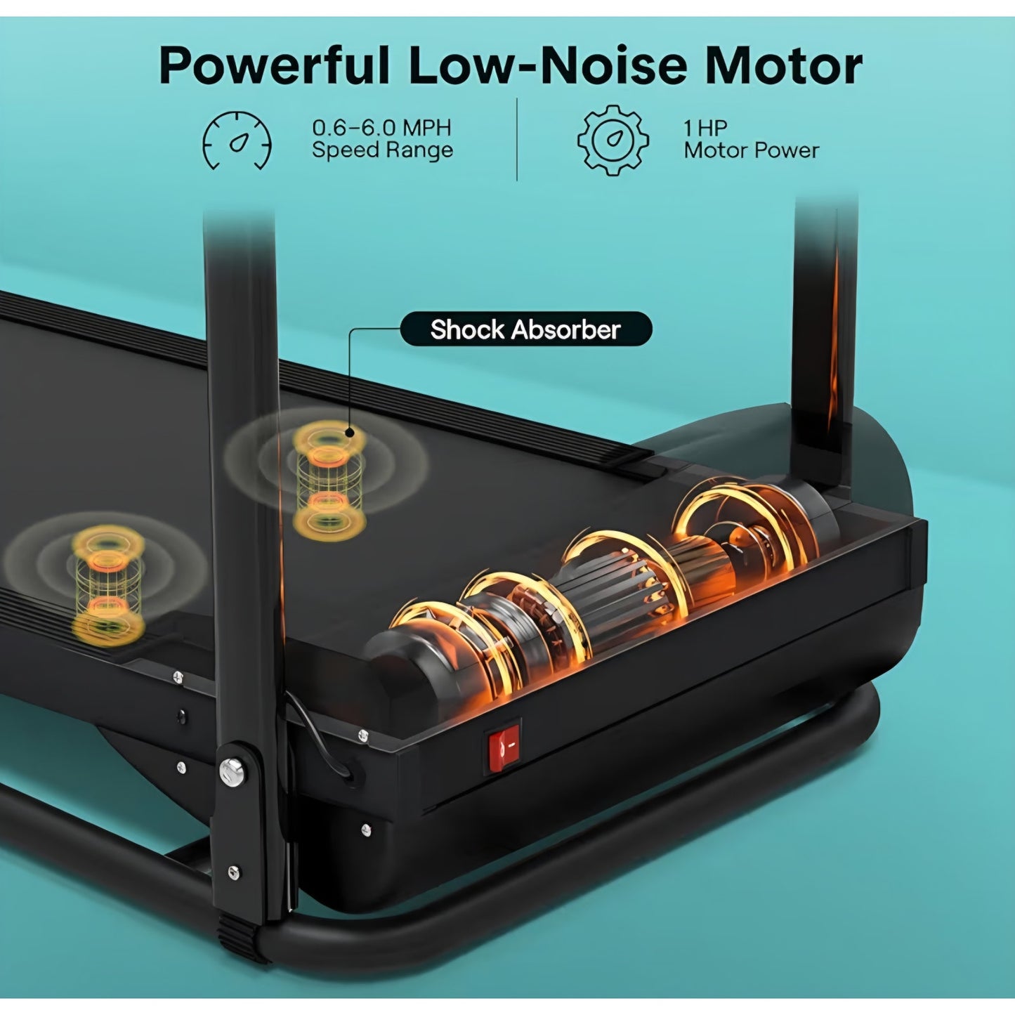 Portable Foldable Treadmill for Home, 8.7 MPH Shock Absorption, LED Display Under Desk