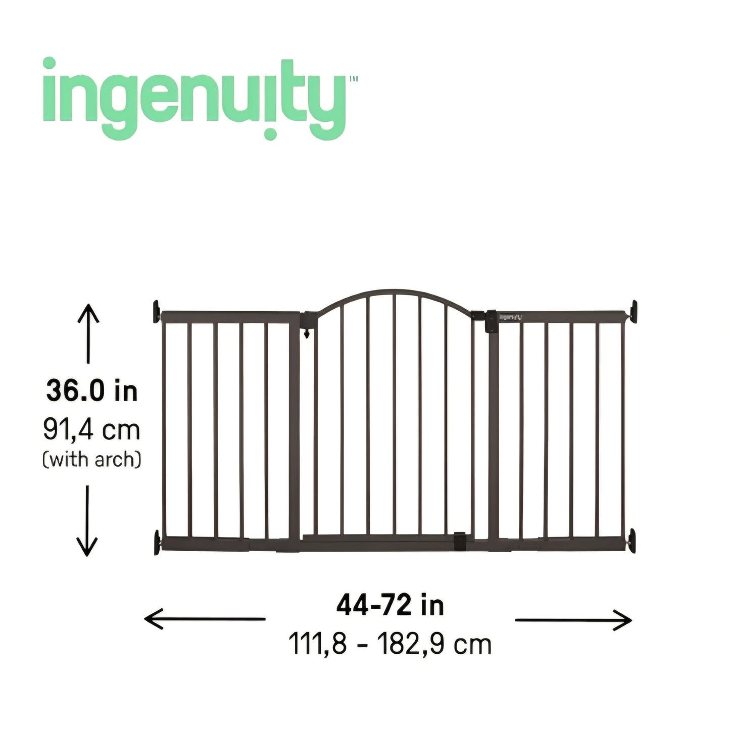 Ingenuity Decorative Extra Wide Baby Gate & Dog Gate, 44"-72" Wide, 36" Tall, Hardware or Pressure