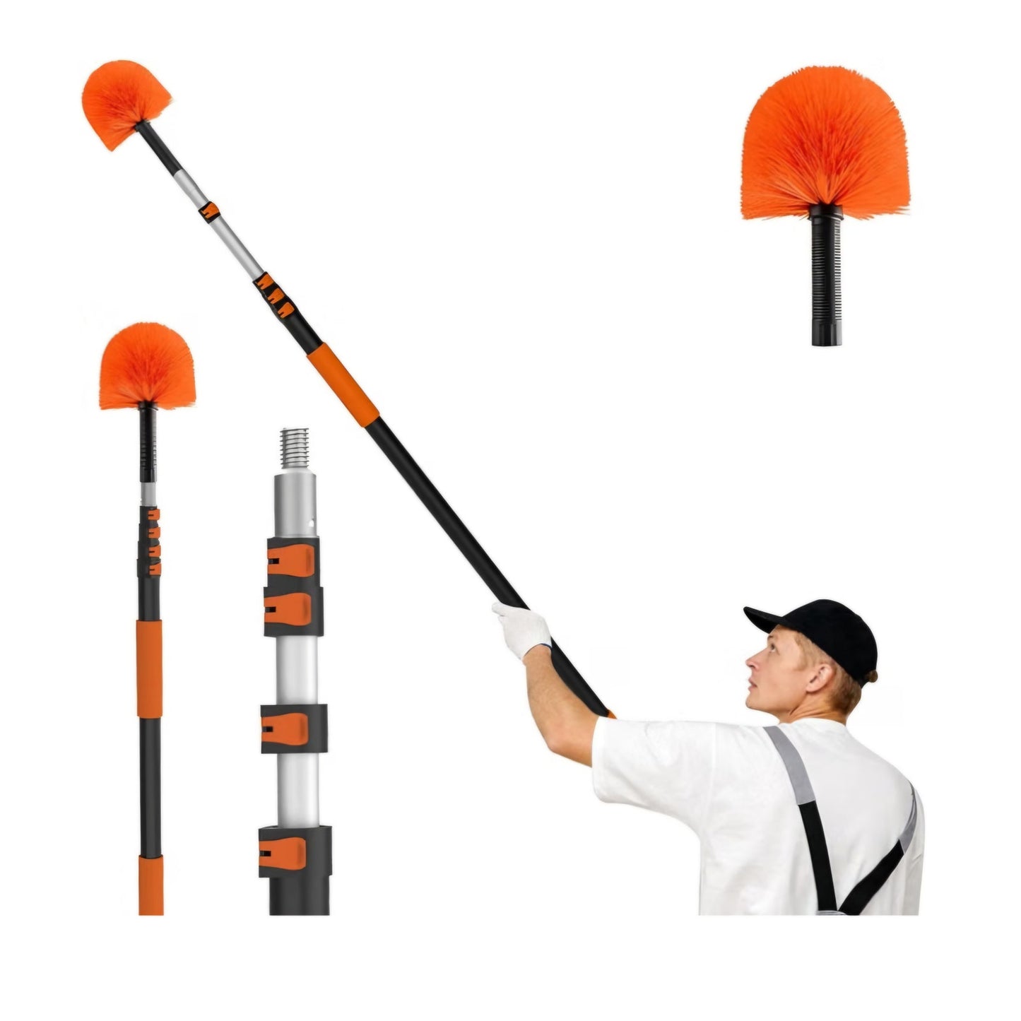 LAANPOLE 30FT Cobweb Duster with Extension Pole, Spider Web Brush for Cleaning Extendable