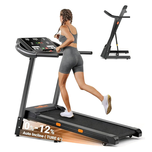 Incline Treadmill, 0-12% Incline Treadmill for Running and Walking, 300 lbs Weight Capacity