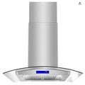 30 in. Lumin Coll 380 CFM Ducted Island Range Hood, LED, Stainless Steel Cosmo COS-668ICS750 Soft