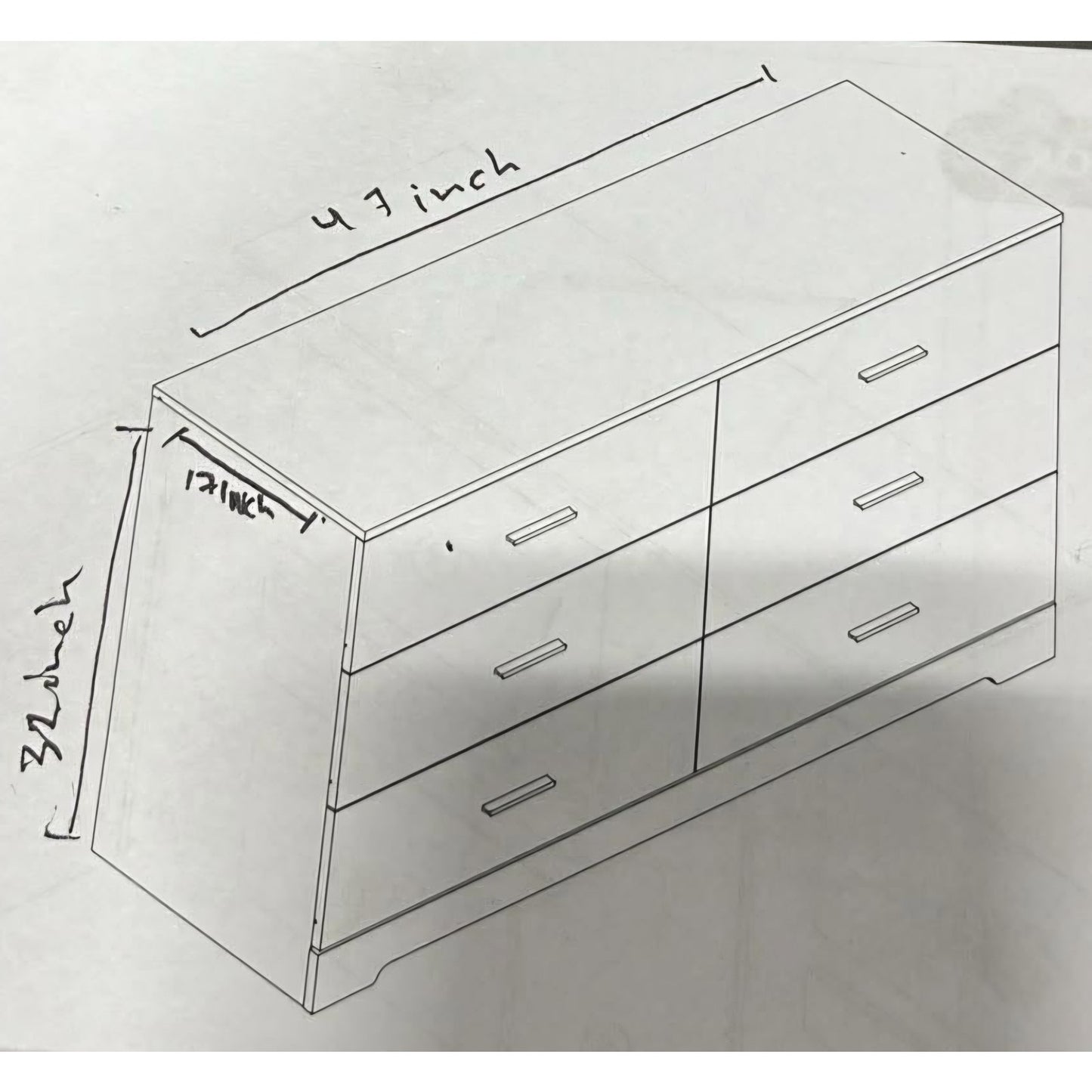 Dresser  Wooden 6 Drawer Dresser Chest of Drawers for Bedroom Tall White Storage Organizer