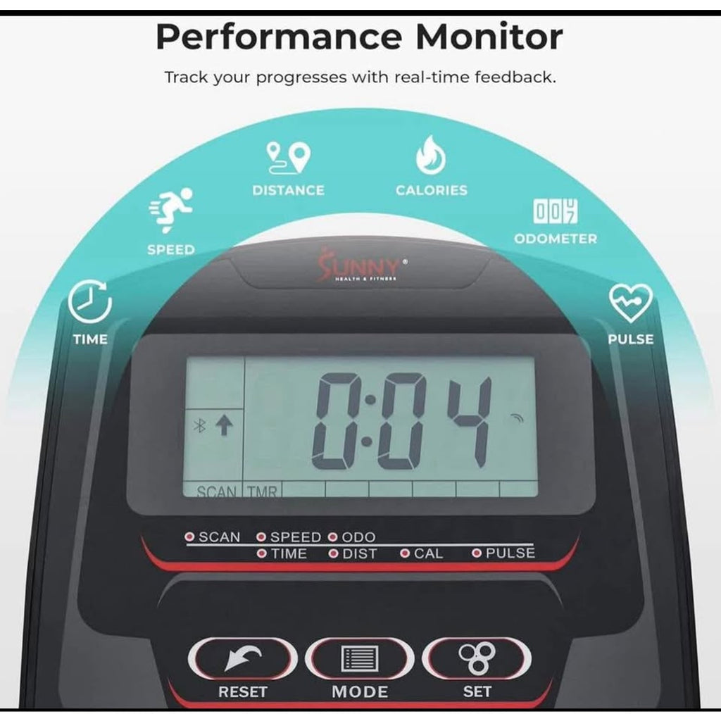 Sunny Health & Fitness Smart Elliptical Full-Body Cross Training Machine w/Extended Stride, Cardio E