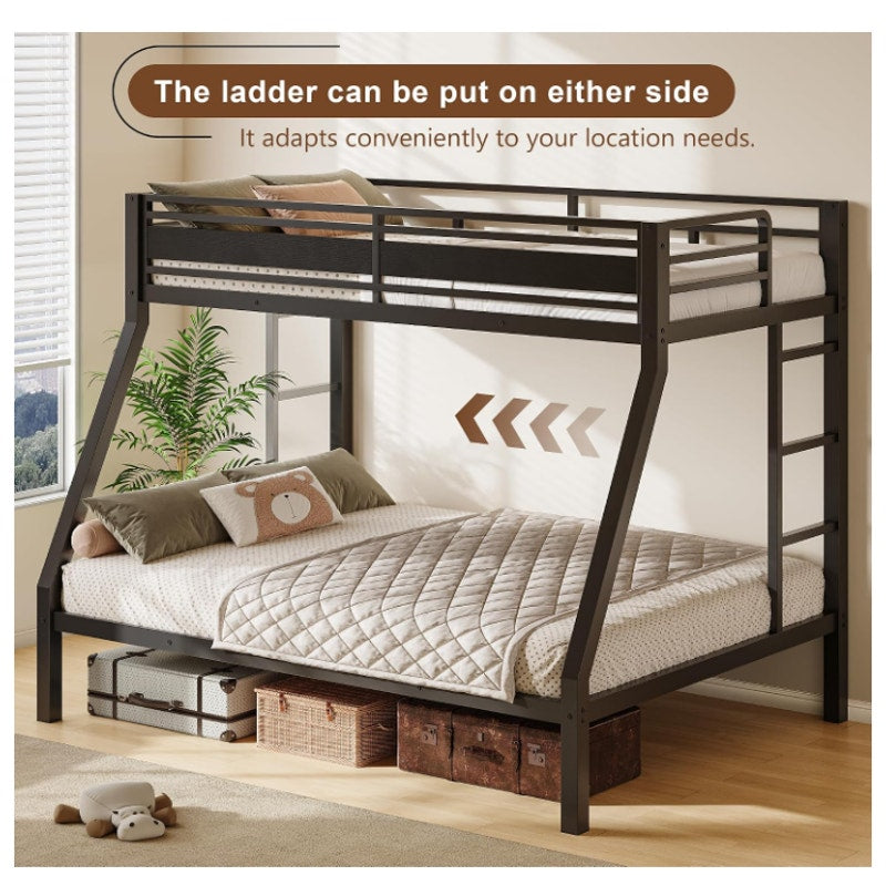 Feonase Bunk Beds Twin Over Full Size, Heavy Duty Metal Bunk Beds with Safety Guardrail & Ladders