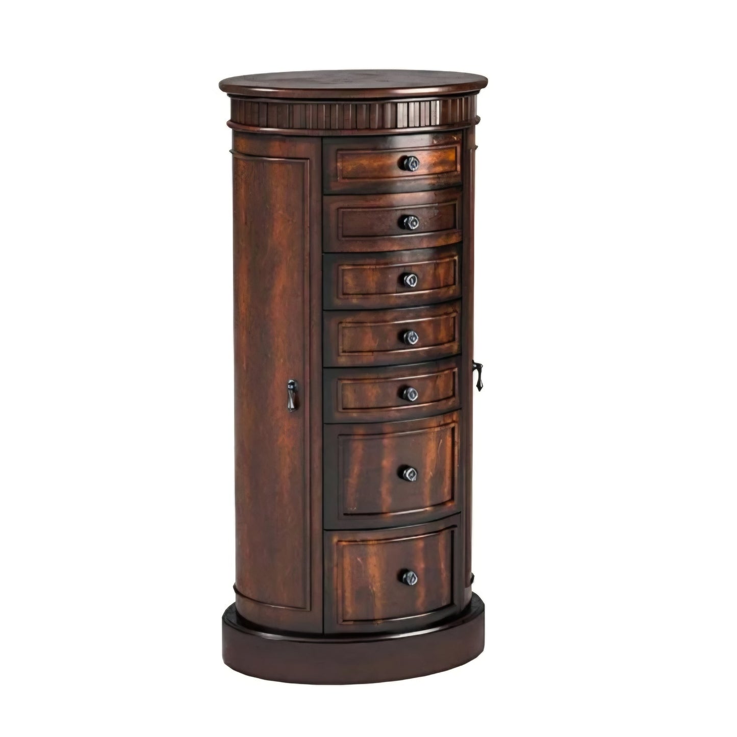 Hives and Honey Bailey Oval Standing Jewelry Armoire Cabinet, Jewelry Storage Organizer with Mirror