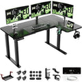 X-Win 63" Reversible L-Shaped Electric Standing Desk, Dual Motor Height Adjustable, Black Top