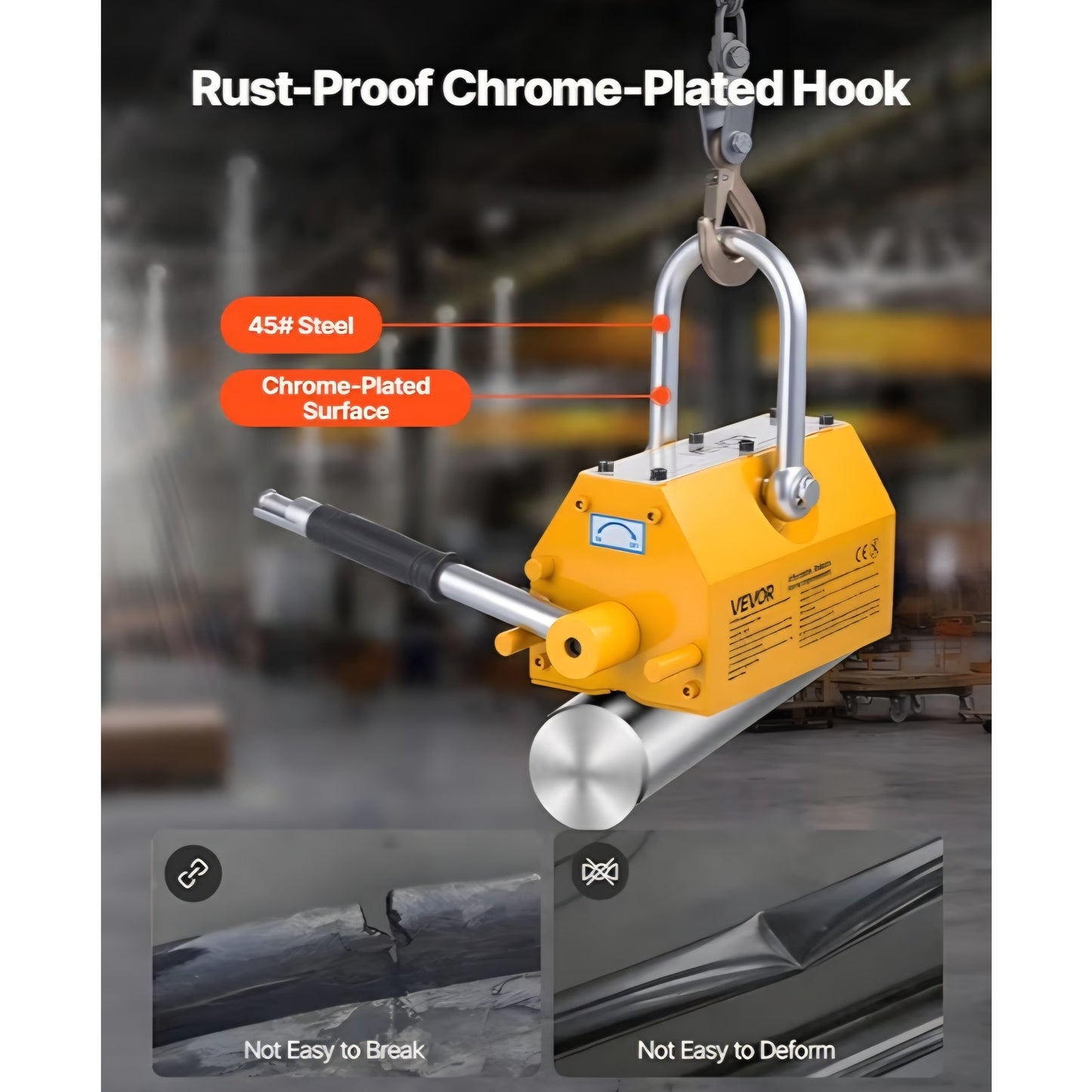 VEVOR Permanent Magnetic Lifter, 2200 lbs Pulling Capacity, Heavy Duty N42