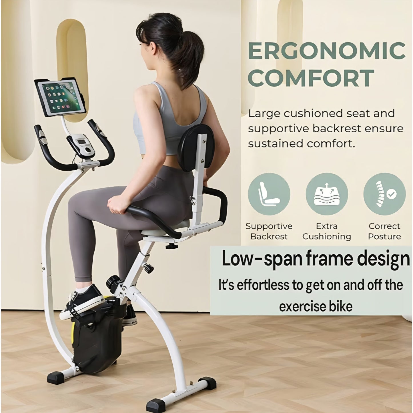 Foldable Recumbent Exercise Bike with High Backrest and Magnetic Resistance