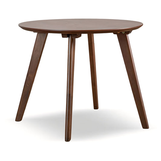 Callum Mid-Century Modern Solid Wood Brown Round Side Table with Tarpered Legs