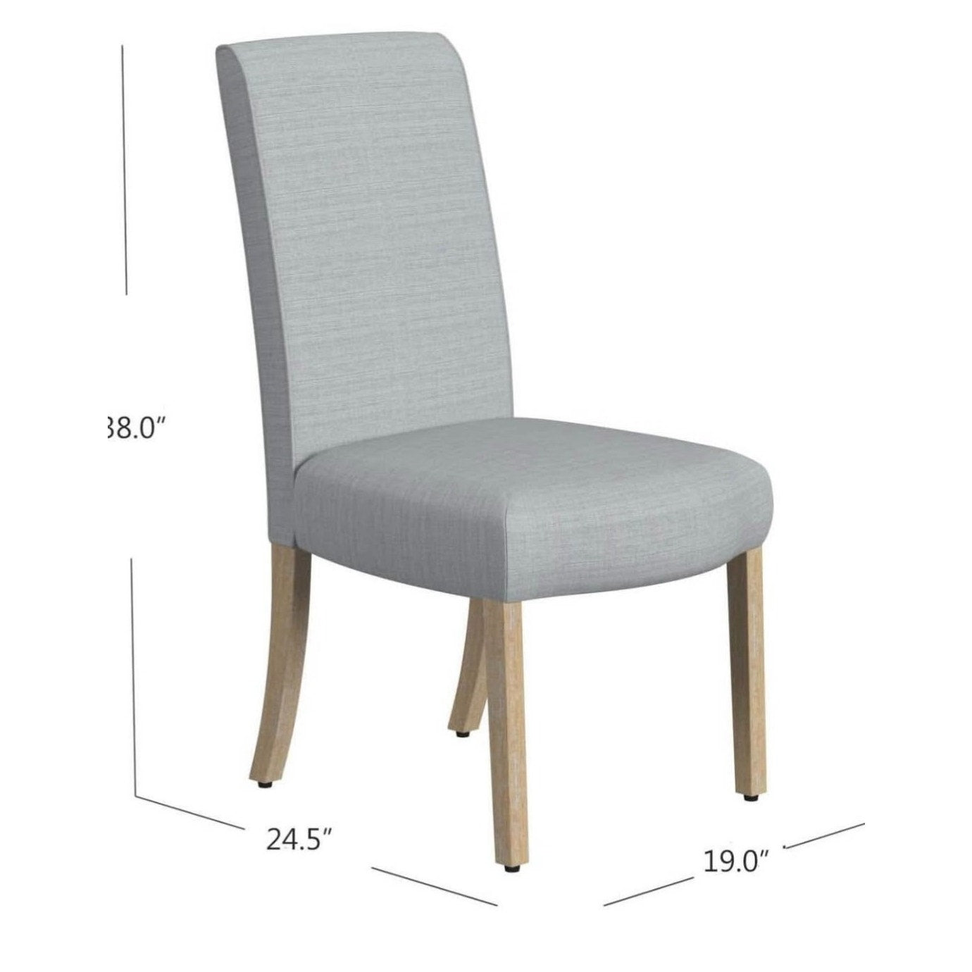 HomePop Scalloped Detail Dining Chair|Upholstered Parsons Dining Chairs |Decorative Home Furniture, Light Gray Woven (Set of 2)