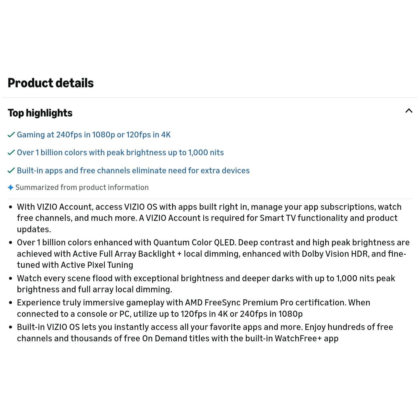 VIZIO 50-inch Quantum Pro 4K 120Hz QLED HDR10+ Smart TV with Dolby Vision, Active Full Array