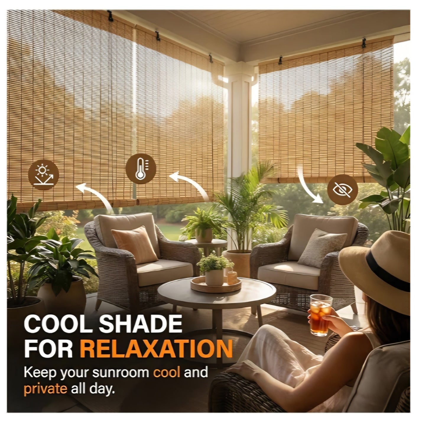 Bamboo Blinds for Interior Window, 70"W x48"H  Bamboo Shades for Indoor Windows