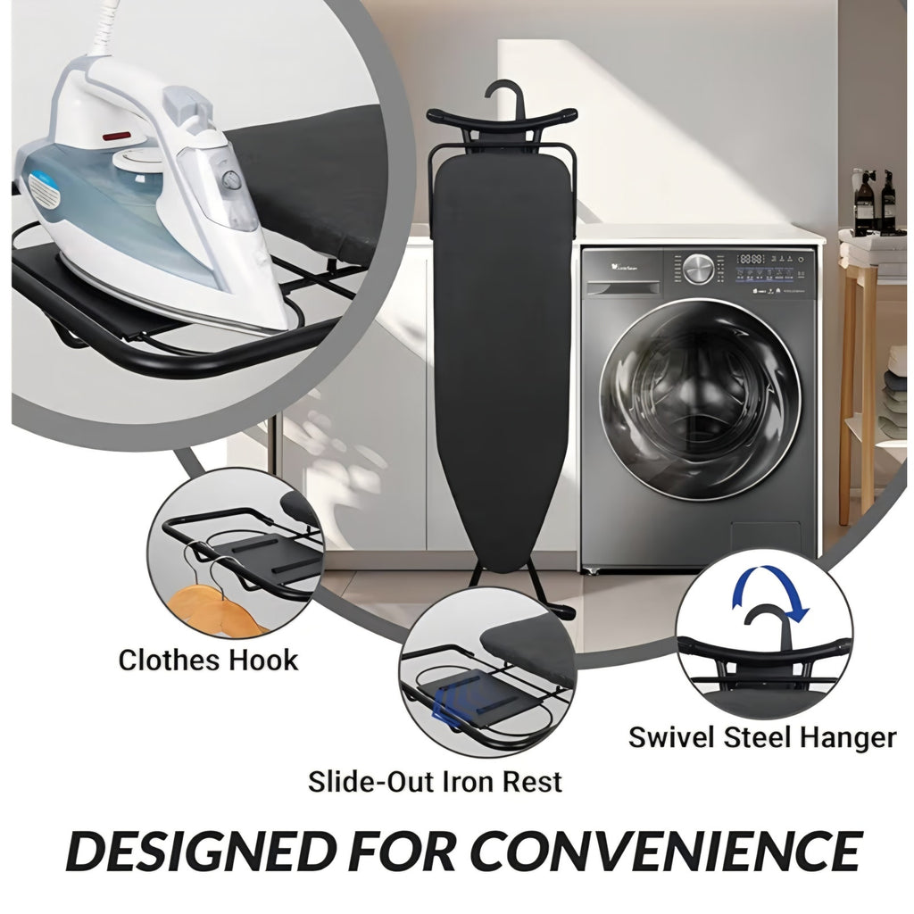 Ironging Board, Metal Mesh Panel Folding Iron Board with Retractable Iron Rest,
