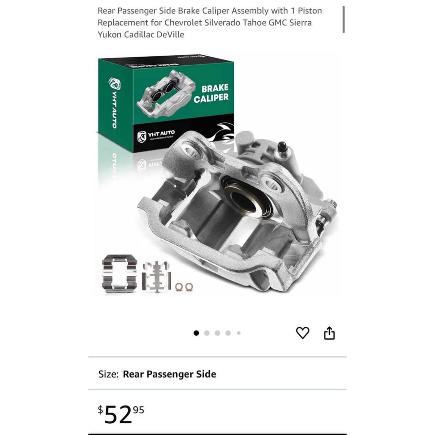 Rear Passenger Side Brake Caliper Assembly with 1 Piston Replacement for Chevrolet Silverado Tahoe G