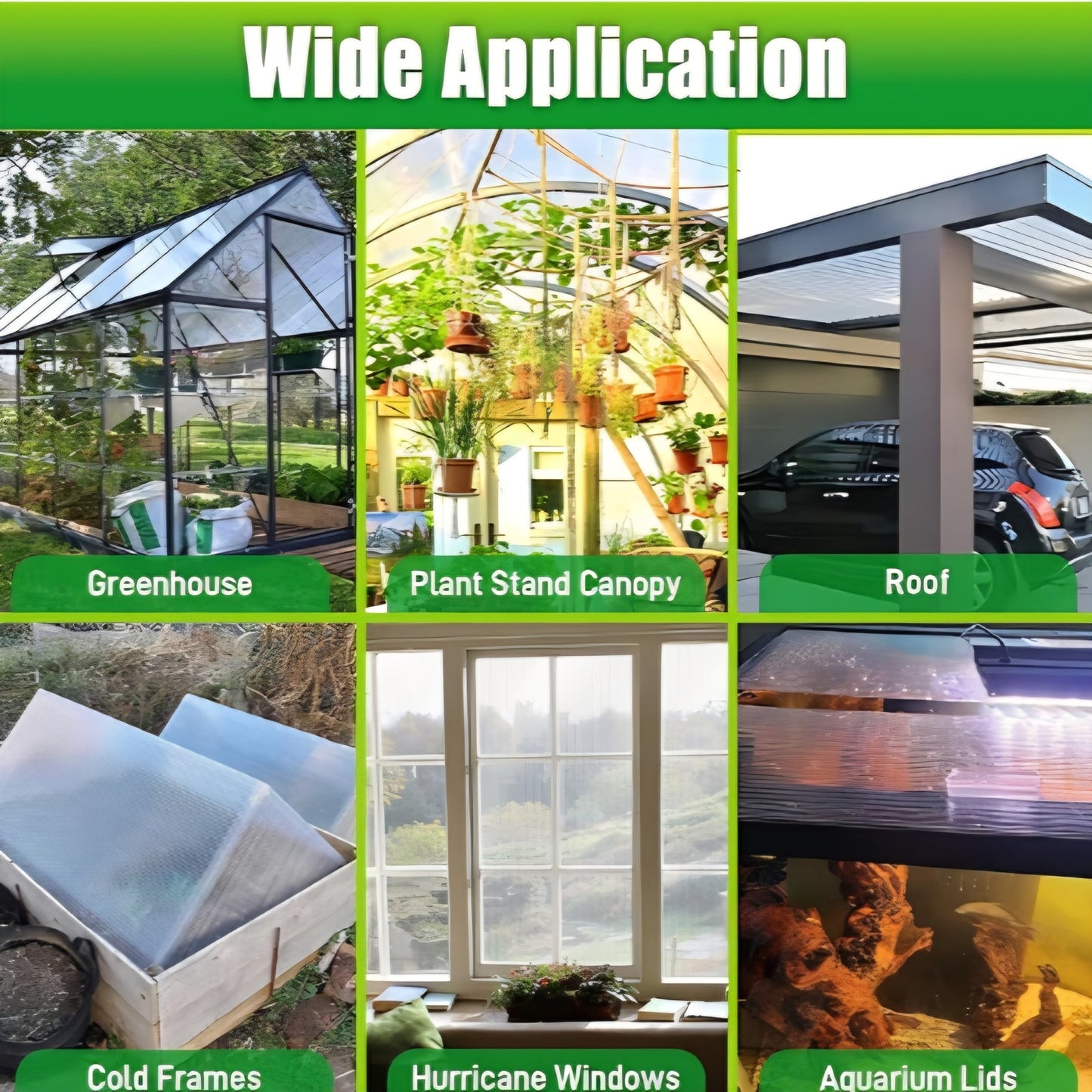 6 Pack Polycarbonate Greenhouse Panels, 8' x 4' x 0.24'' Twin-Wall Polycarbonate Sheets