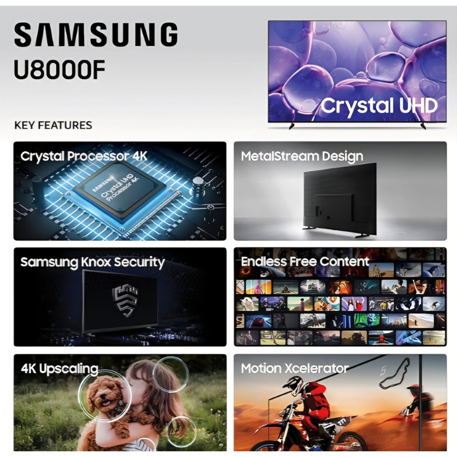 Samsung 55-Inch Class Crystal UHD U8000F 4K Smart TV (2025 Model) Endless Free Content