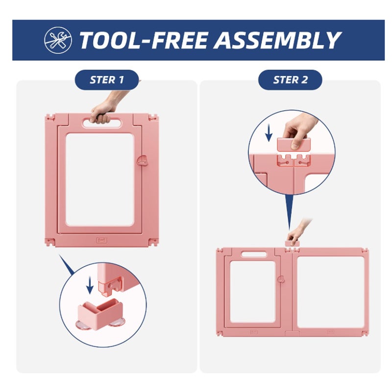 Clear Acrylic Dog Playpen Indoor Pet Pen, 24" H, Pink, 10 Panels