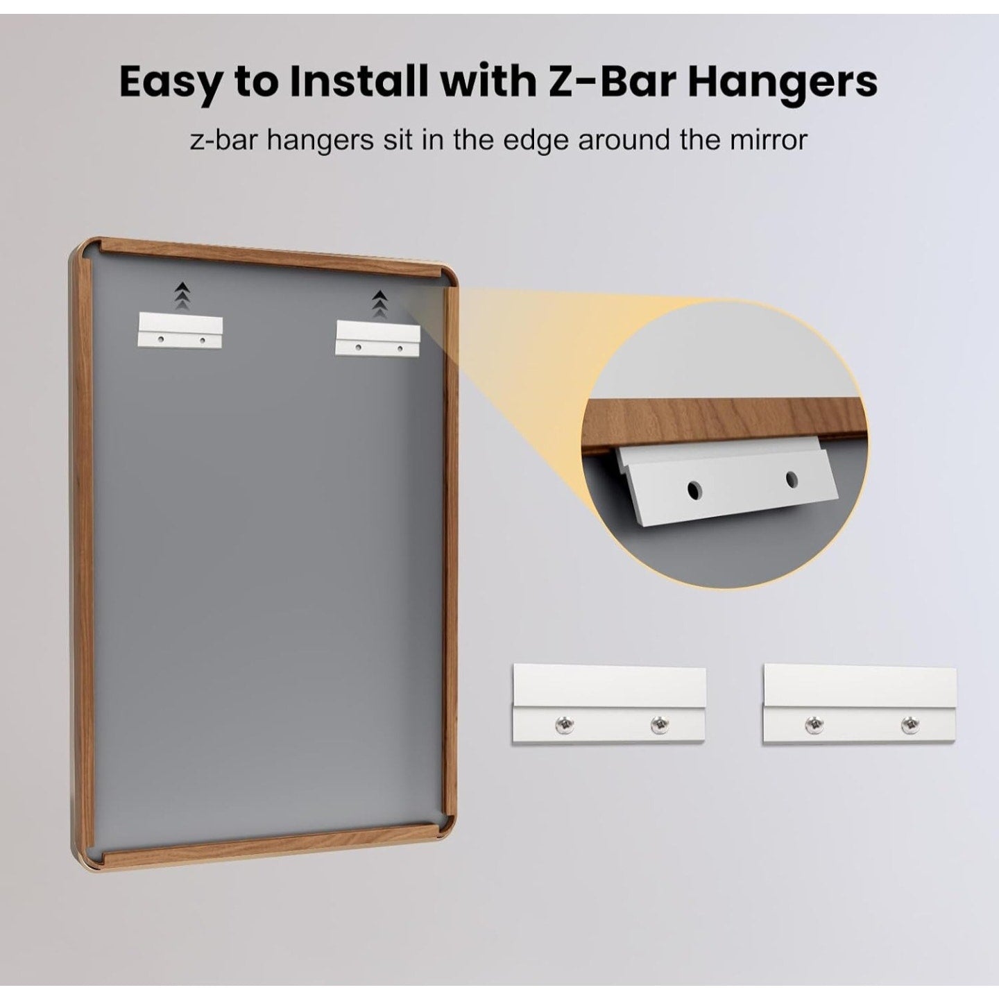 LOAAO 84X32 Inch Bathroom Mirror with Wood Grain Colored Metal Frame