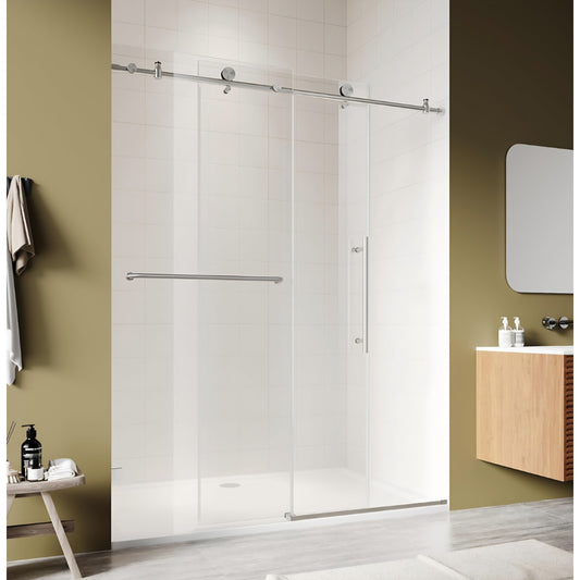 44-48" W x 76" H Shower Door, Frameless Sliding Glass Shower Door with 5/16"(8mm) Clear SGCC