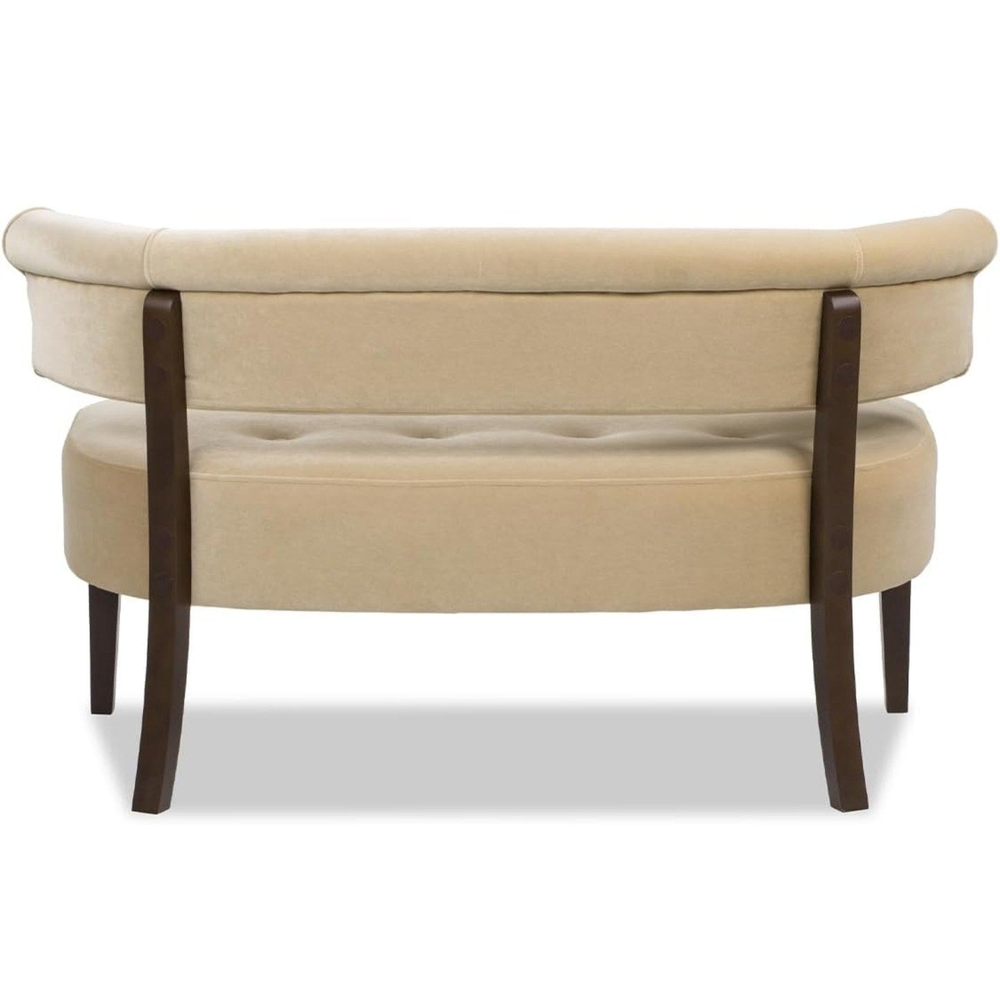 Jennifer Taylor Home Jared Roll Arm Tufted Bench Settee with Back, Fawn Brown Performance Velvet