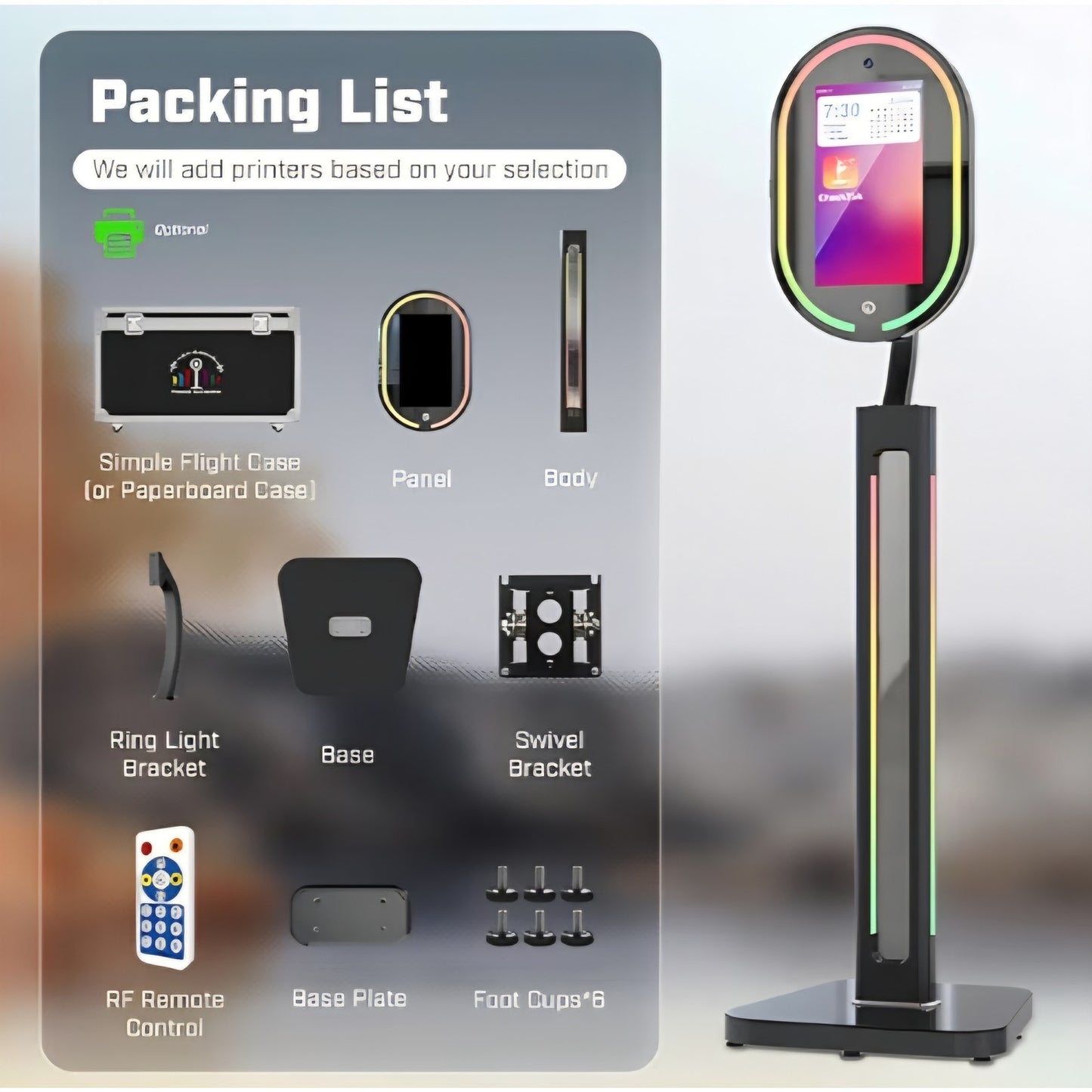 Magic Mirror Photo Booth Touch Screen with Printer and 1200W Pixel 4K HD Camera