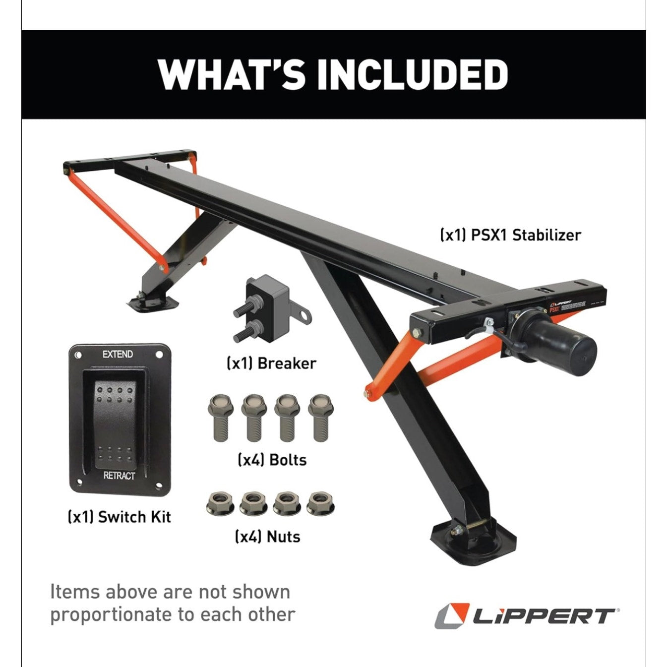 Lippert PSX1 High-Speed RV Power Stabilizer Jack System with Black IP66 Waterproof