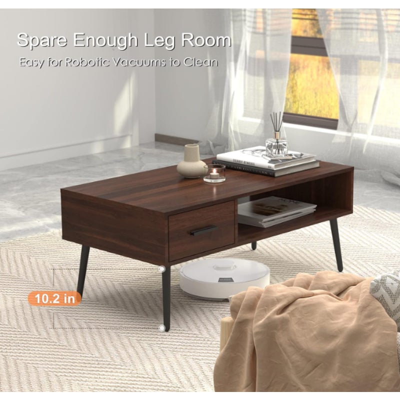 HAIOOU Mid Century Modern Coffee Table with Storage for Living Room