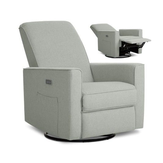 Harlow Upholstered Power Glider Recliner with USB Charging –Rocking & 275° Swivel with Smooth Glide