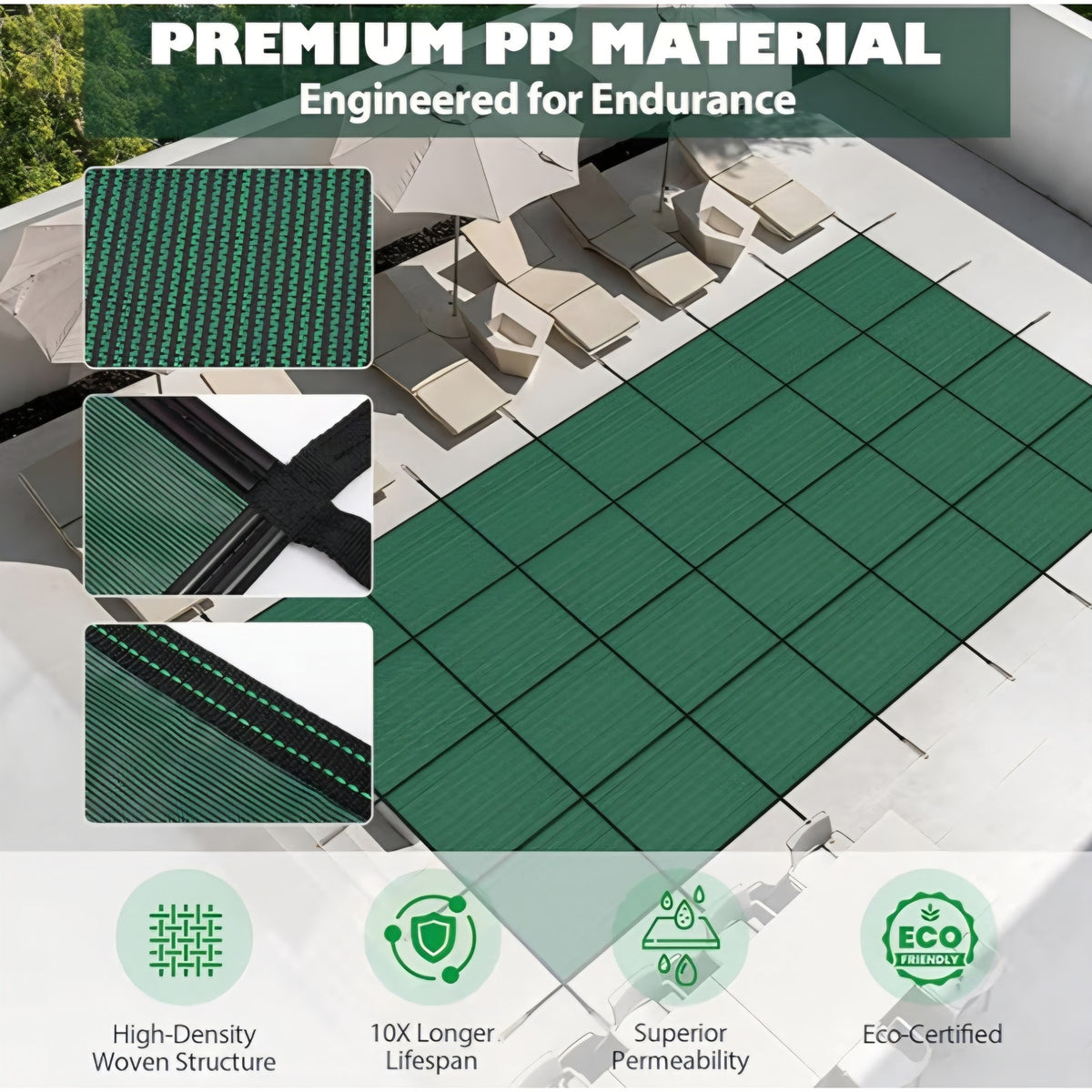 Pool Safety Cover for Inground Pools, Heavy-Duty Winter Pool Cover