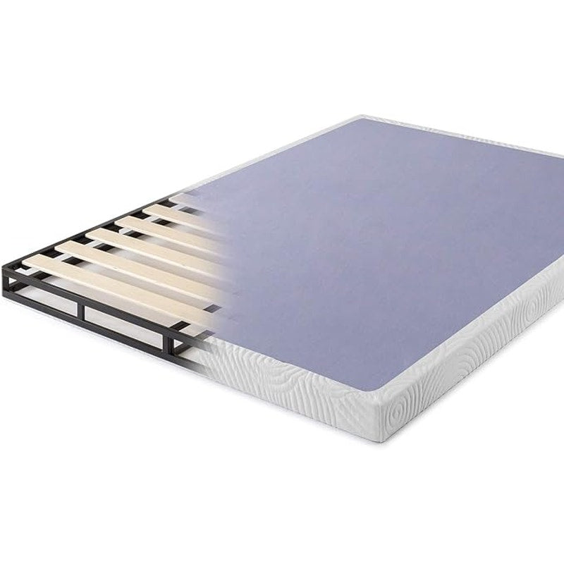 Zinus, Standard Profile Metal Smart Box Spring, Wood Slat Support, Queen, 4 In, Box Spring Only