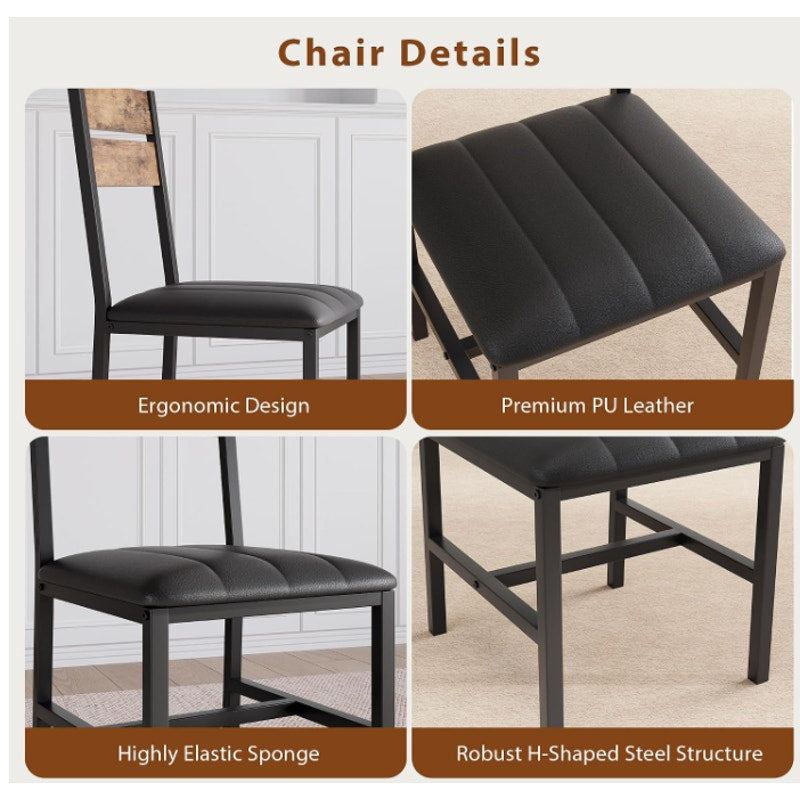 MapleGrace Extendable Dining Table Set for 4 with Built-in Shelf Rack Brown