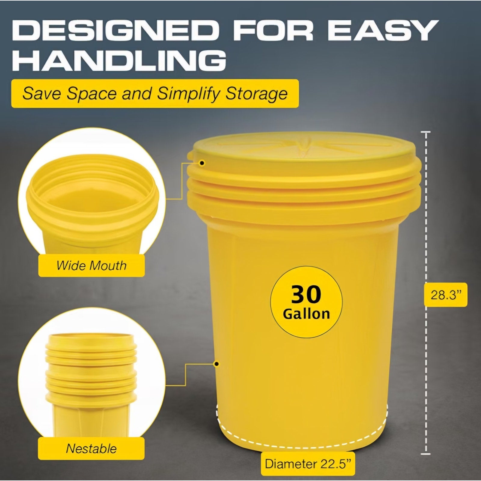High-Density-Polyethylene Construction, Open Head Lab Pack Drum, Screw-On Lid