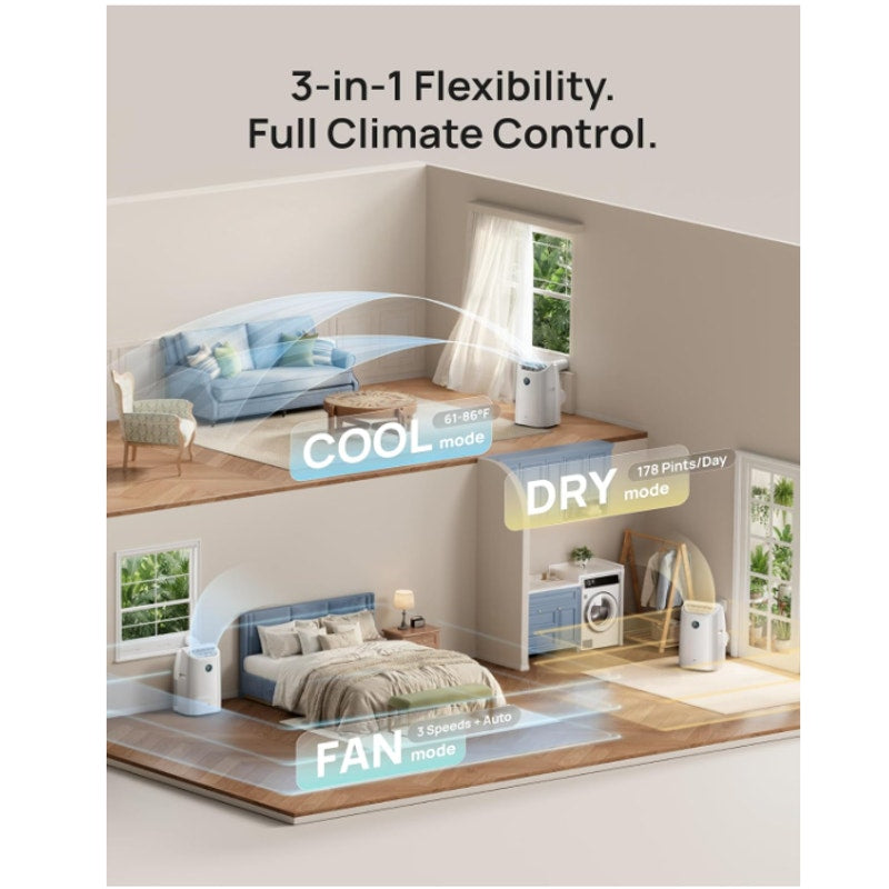 DREO Portable Air Conditioner 515S, 12000 BTU ASHRAE (8000 BTU DOE) Smart AC Unit for Bedroom