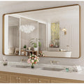 LOAAO 84X32 Inch Bathroom Mirror with Wood Grain Colored Metal Frame