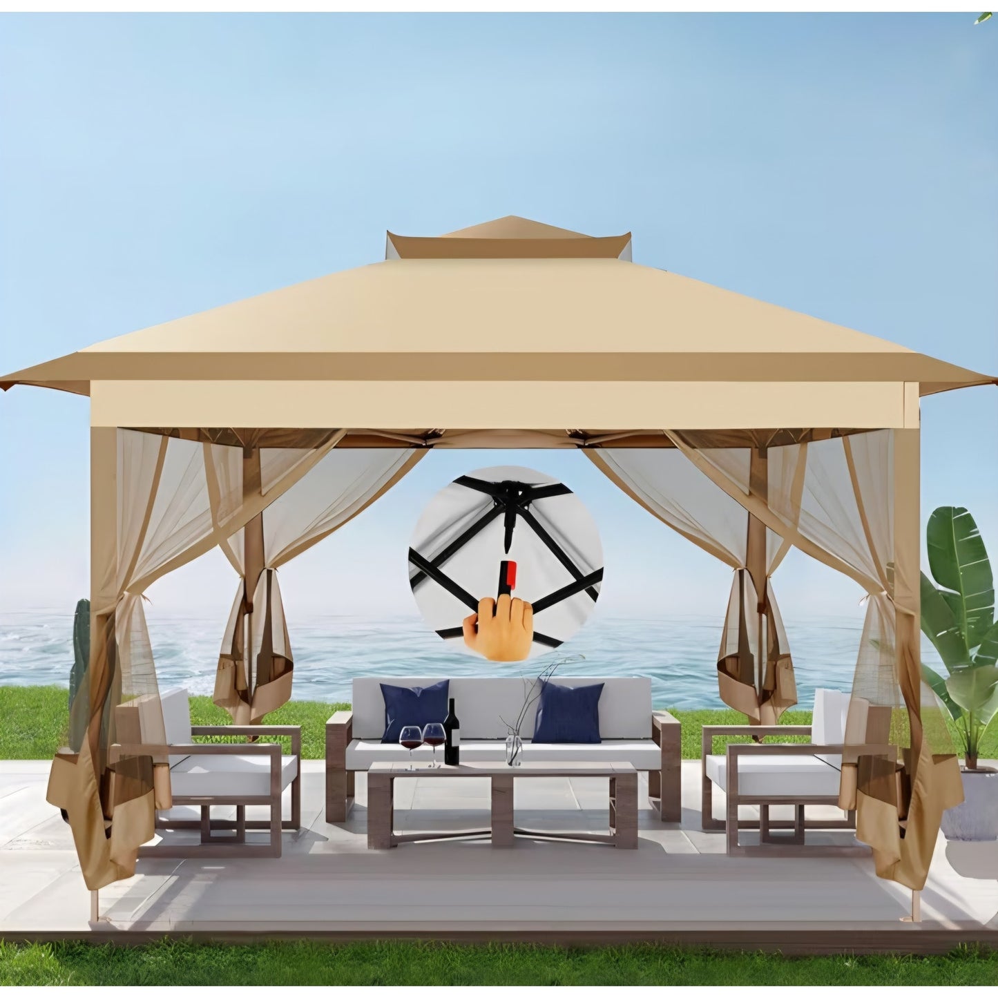 COBIZI Pop Up Gazebo 10x15 One-Push Canopy Tent, Carpas Para Patio
