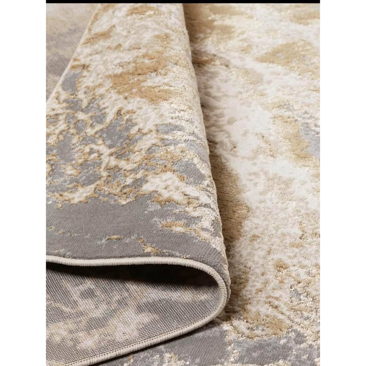 Jewel 8 x 10 Area Rug in Gold, Easy Care Stain Resistant Fade Resistant Modern Abstract, Soft Floor