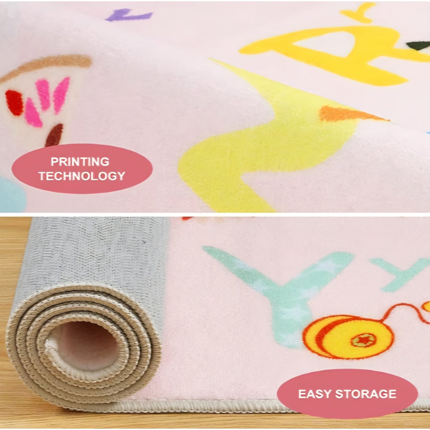 6x9 Pink ABC Kids Classroom Rug, Washable Alphabet Rug for Classroom Elementary School Learning