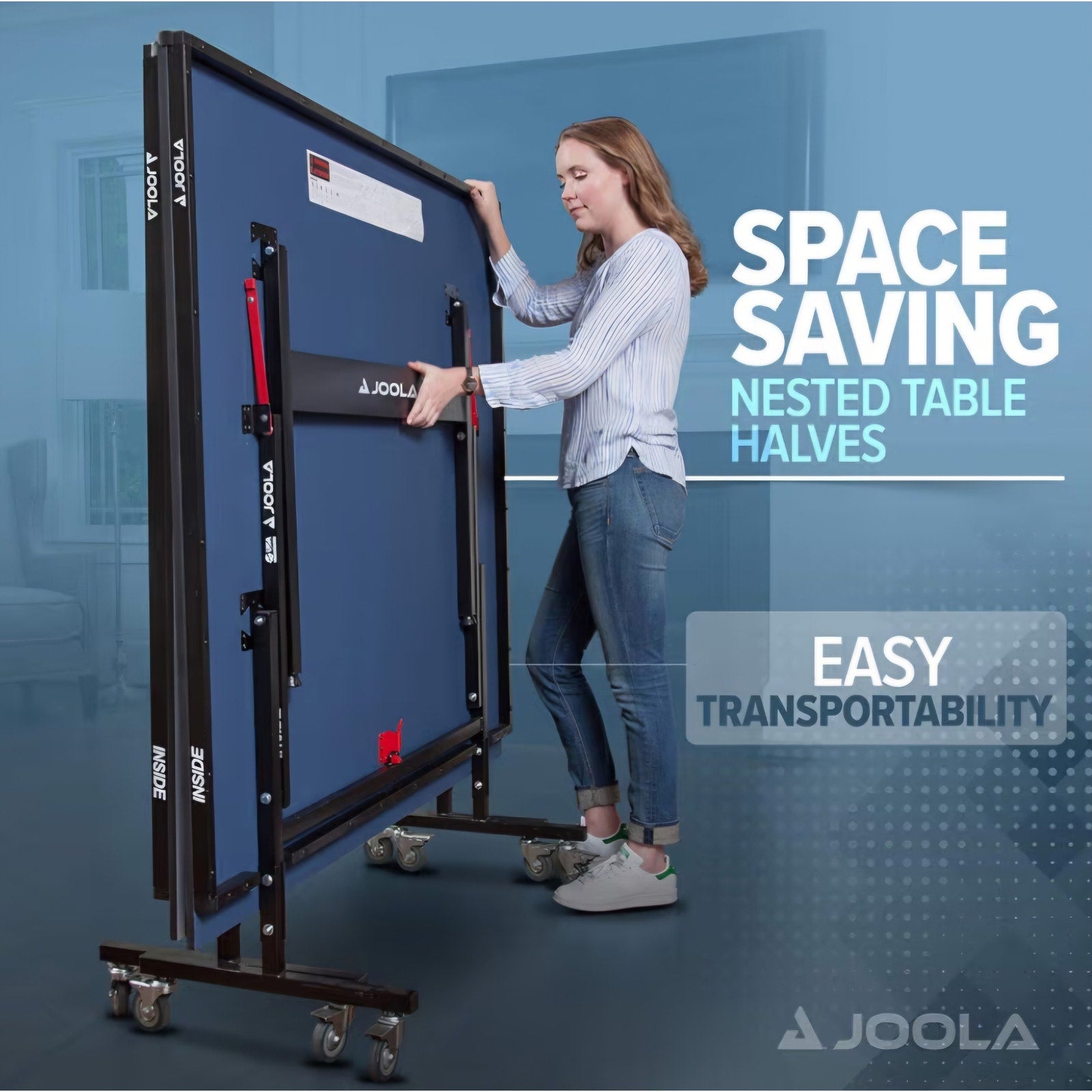 JOOLA Inside Professional MDF Indoor Ping Pong Table with Quick Clamp Table Tennis Net