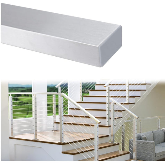 6'6" Stainless Rectangular Handrail Top Rail Cable Railing System Deck Stair Indoor Outdoor