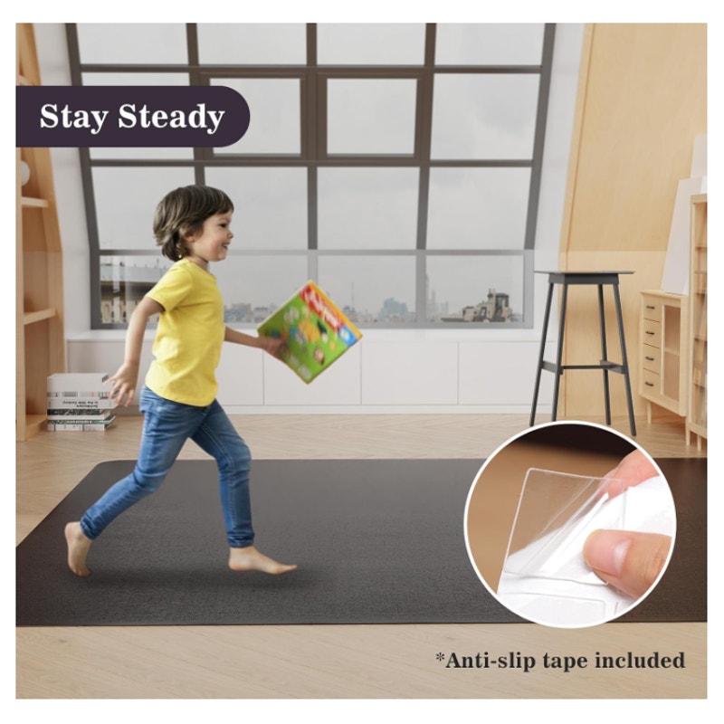 8'×10' Black Floor Mat for Under Kitchen Table, Waterpoof Floor Protector
