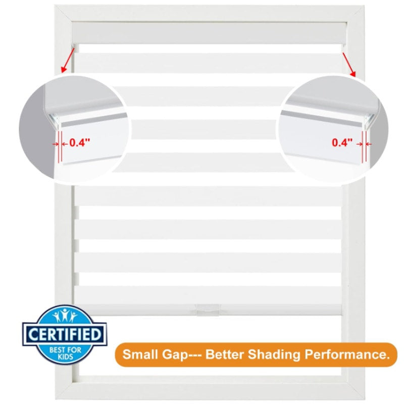 Blackout Zebra Blinds for Windows (58" W x 64" H, White) Cordless Zebra Shades for Indoor Windows