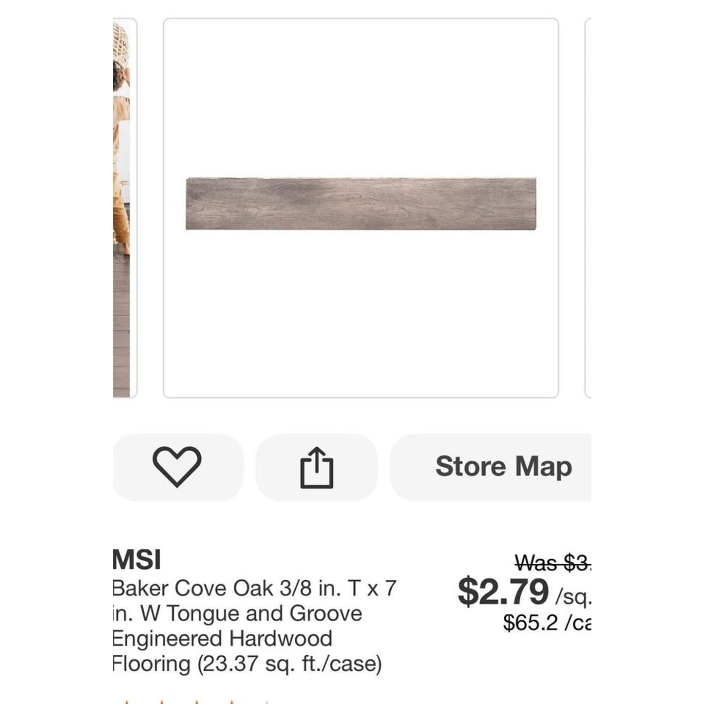 Flooring Baker Cove Oak 3/8 in. Tx7 in. W Tongue and Groove Engineered Hardwood