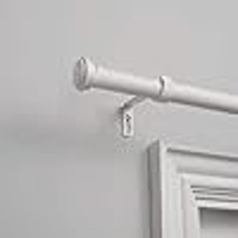 EXCLUSIVE HOME Topper 1" Curtain Rod and Finial Set, Distressed White, Adjustable 84"-160"